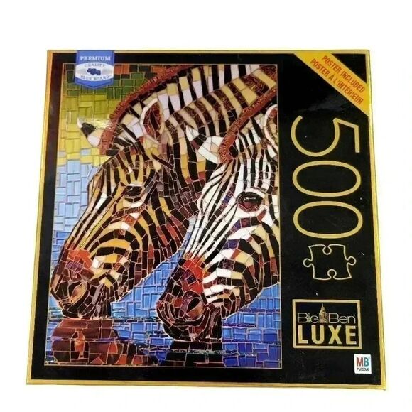 Big Ben Luxe Zebra Glass Mosaic 500 pc Jigsaw Puzzle - Picture 2 of 7